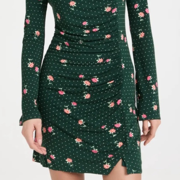 Free People Long Sleeve Dress in Green and Pink - Picture 5 of 8